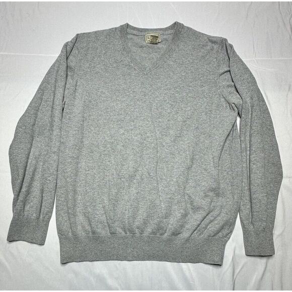 LL Bean Men's Cotton Cashmere Soft Gray Pullover Sweater - Size L-Reg - Picture 1 of 3